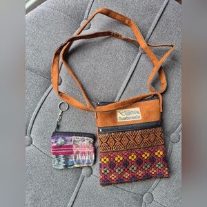 Guatemala Patterned Crossbody Bag - Orange and Multicolor + Coin Purse